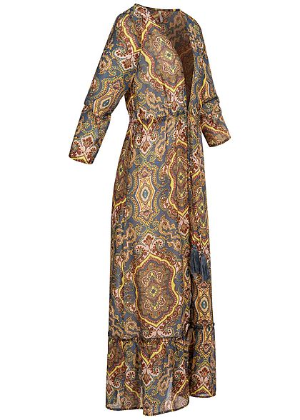 ONLY Damen 3/4 Arm Strand Cardigan Kleid Paisley Muster china blau multicolor