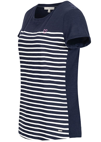 TOM TAILOR Damen T-Shirt Streifen Muster navy blau weiss