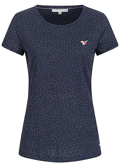 Tom Tailor Damen T-Shirt Dots Punkte Print navy blau - Art.-Nr.: 20030892