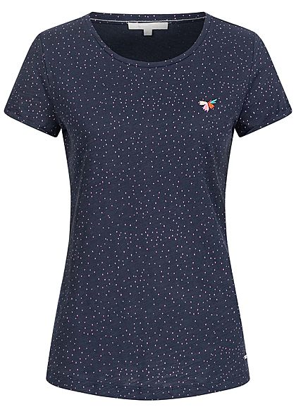 Tom Tailor Damen T-Shirt Dots Punkte Print navy blau