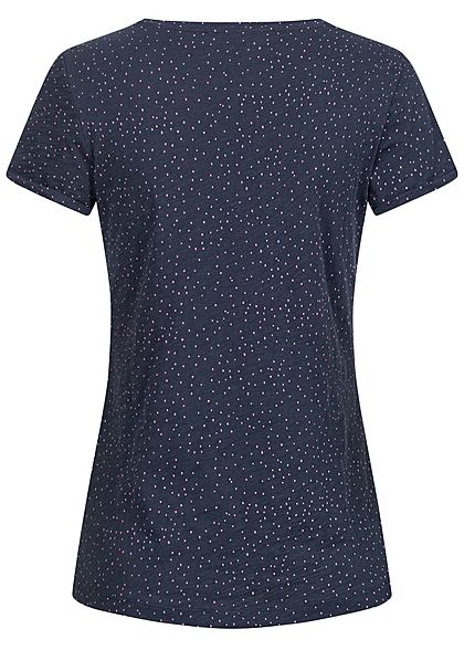 Tom Tailor Damen T-Shirt Dots Punkte Print navy blau