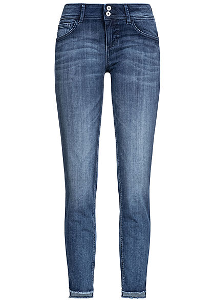 TOM TAILOR Damen Slim Fit Jeans Hose 5-Pockets Low Waist medium blau denim - Art.-Nr.: 20030896