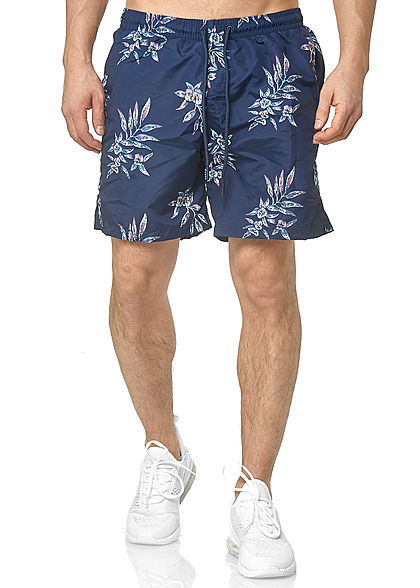 Seventyseven Lifestyle TB Herren Swim Shorts 3-Pockets Floraler Print navy blau