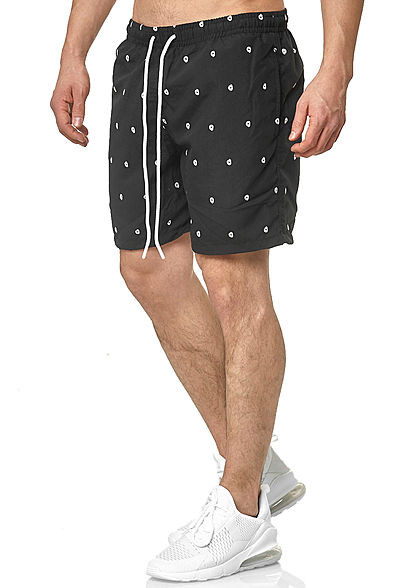 Seventyseven Lifestyle TB Herren Swim Shorts 3-Pockets Skull Stickerei schwarz weiss