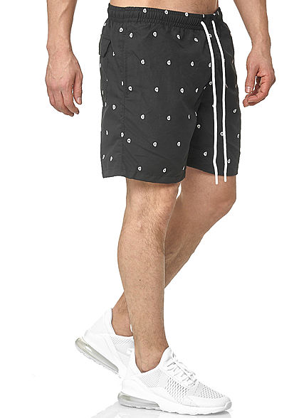 Seventyseven Lifestyle TB Herren Swim Shorts 3-Pockets Skull Stickerei schwarz weiss