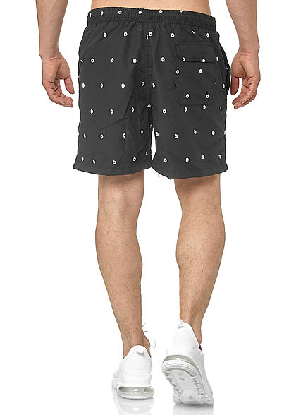 Seventyseven Lifestyle TB Herren Swim Shorts 3-Pockets Skull Stickerei schwarz weiss