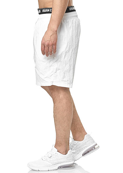 Urban Classics Herren 2in1 Swim Shorts mit Logo Gummibund weiss schwarz