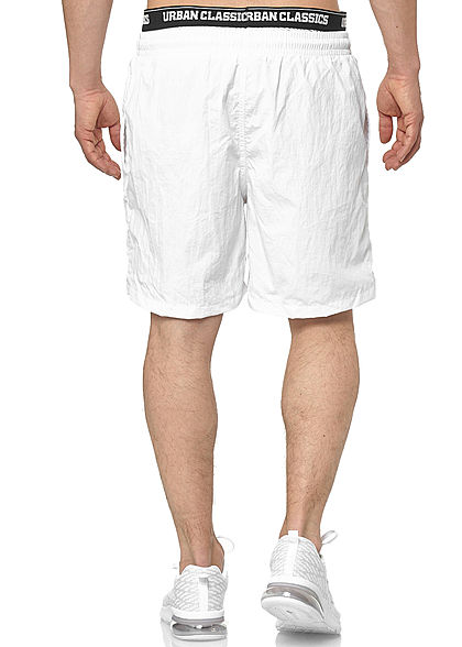 Urban Classics Herren 2in1 Swim Shorts mit Logo Gummibund weiss schwarz