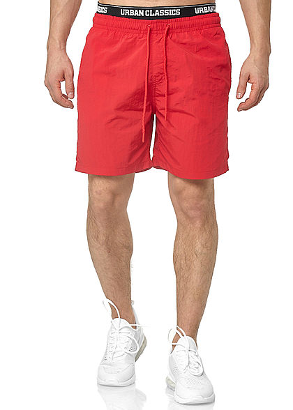 Urban Classics Herren 2in1 Swim Shorts mit Logo Gummibund fire rot