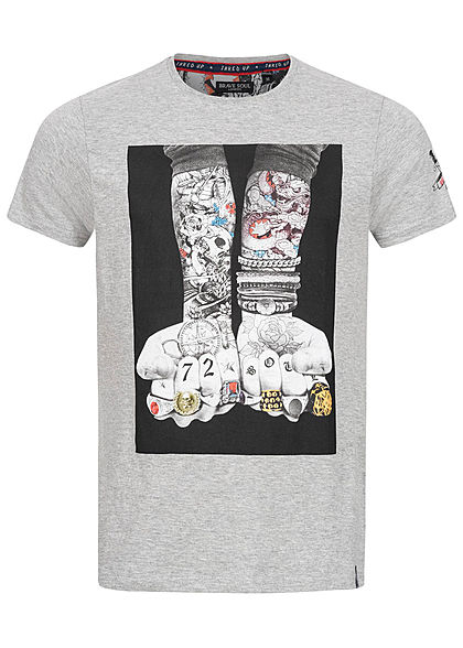 Brave Soul Herren T-Shirt Tattoo Arms Print med. grau
