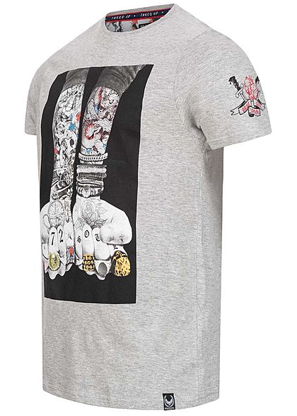 Brave Soul Herren T-Shirt Tattoo Arms Print med. grau
