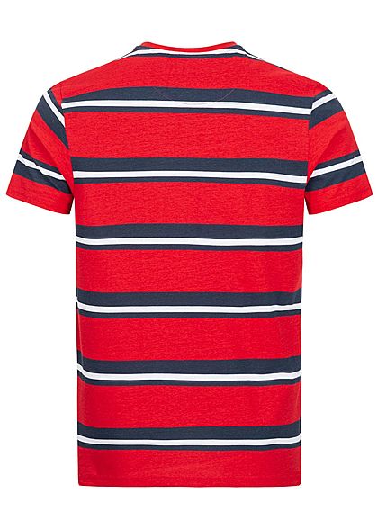 Brave Soul Herren T-Shirt Streifen Muster rot navy blau
