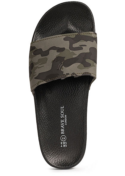 Brave Soul Herren Schuh Badesandale Camouflage Print camo schwarz