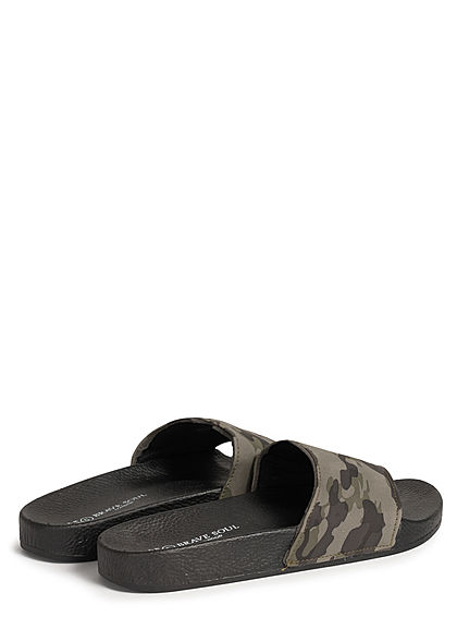 Brave Soul Herren Schuh Badesandale Camouflage Print camo schwarz