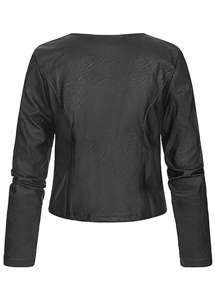 Hailys Damen Kunstleder Jacke Bodyfit Zipper schwarz