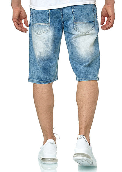 Southpole Herren Jeans Shorts 5-Pockets Destroy Look hell sand blau