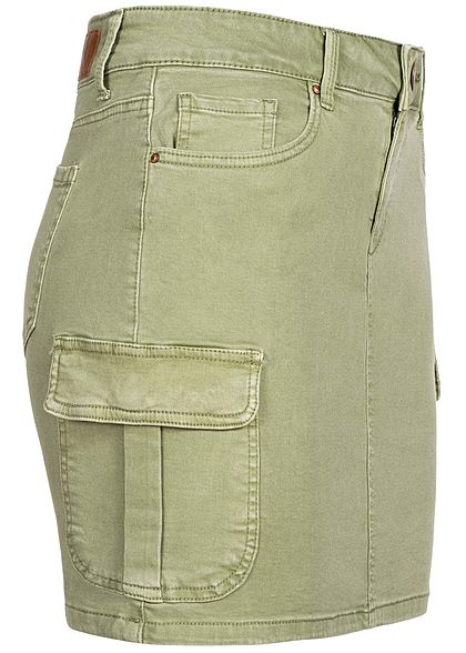 ONLY Dames NOOS Mini Cargo Jeans Rok 7-Pockets oil groen denim