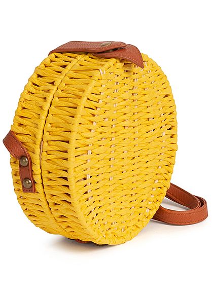 Hailys Damen Runde Jute Mini Handtasche 18cm 1-Pocket sommer gelb