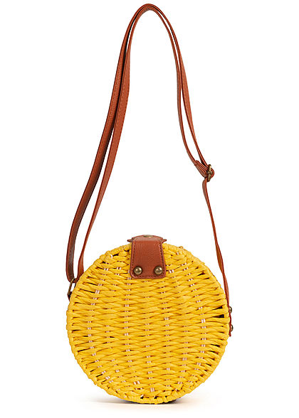 Hailys Damen Runde Jute Mini Handtasche 18cm 1-Pocket sommer gelb