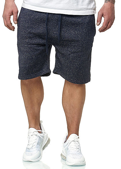 Brave Soul Herren Melange Sweat Shorts 3-Pockets navy blau