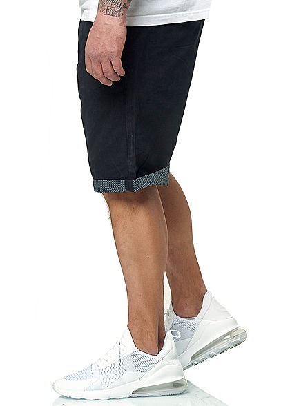 Brave Soul Herren Bermuda Jeans Shorts 5-Pockets Beinumschlag navy blau