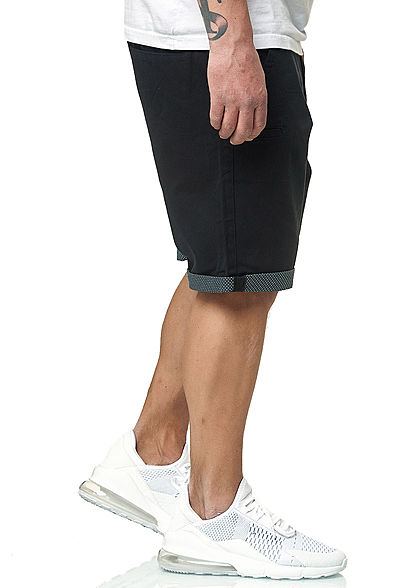 Brave Soul Herren Bermuda Jeans Shorts 5-Pockets Beinumschlag navy blau