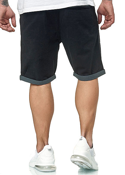 Brave Soul Herren Bermuda Jeans Shorts 5-Pockets Beinumschlag navy blau