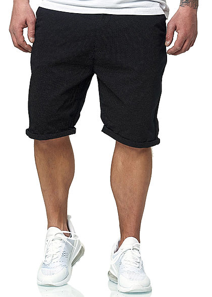 Brave Soul Herren Chino Shorts 4-Pockets Punkte Muster Beinumschlag navy blau weiss