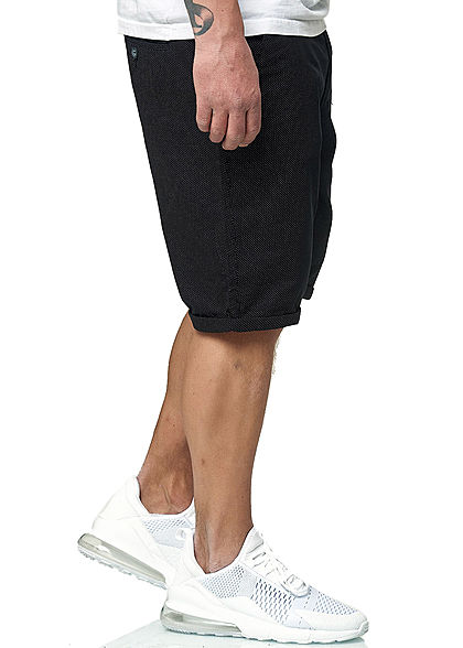 Brave Soul Herren Chino Shorts 4-Pockets Punkte Muster Beinumschlag navy blau weiss