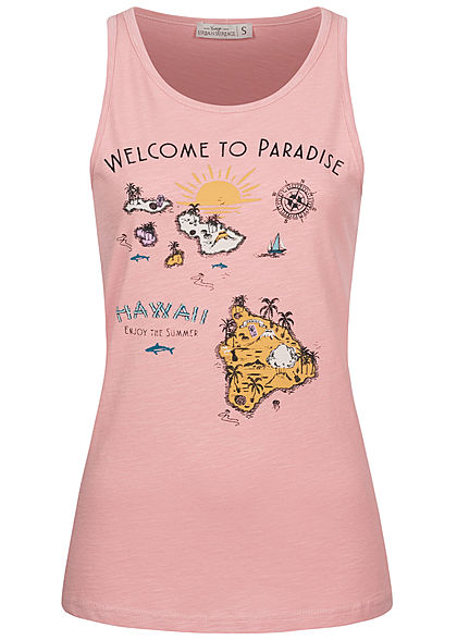 Urban Surface Damen Tank Top Insel Print old dunkel rosa