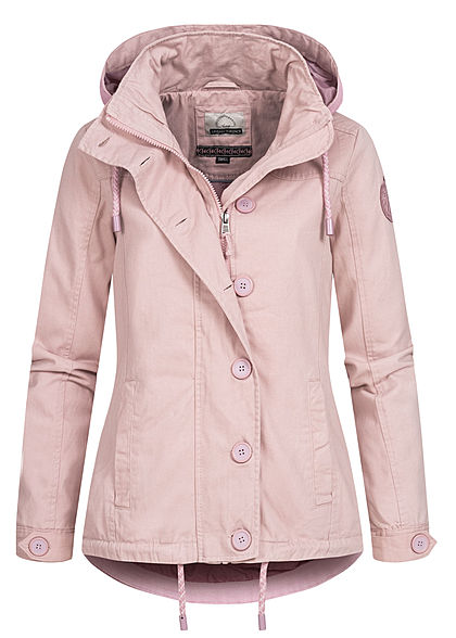 Urban Surface Damen Übergangs Jacke 2-Pockets abnehmb. Kapuze greyish rosa