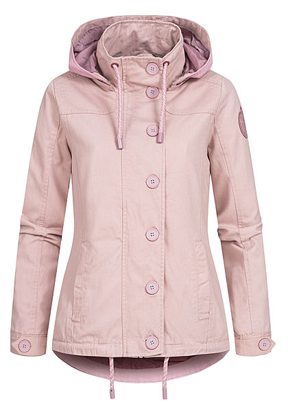 Urban Surface Damen Übergangs Jacke 2-Pockets abnehmb. Kapuze greyish rosa