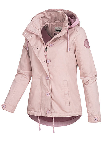 Urban Surface Damen Übergangs Jacke 2-Pockets abnehmb. Kapuze greyish rosa