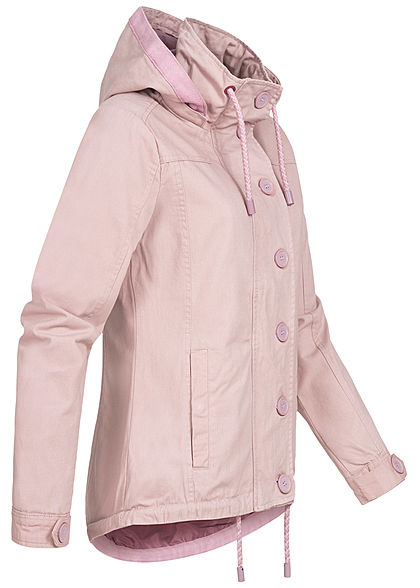 Urban Surface Damen Übergangs Jacke 2-Pockets abnehmb. Kapuze greyish rosa