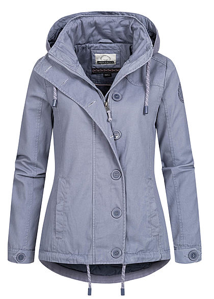 Urban Surface Damen Übergangs Jacke 2-Pockets abnehmb Kapuze flintstone blau
