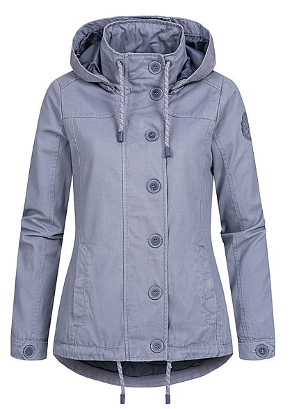Urban Surface Damen Übergangs Jacke 2-Pockets abnehmb Kapuze flintstone blau