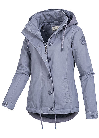 Urban Surface Damen Übergangs Jacke 2-Pockets abnehmb Kapuze flintstone blau