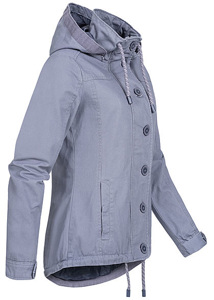 Urban Surface Damen Übergangs Jacke 2-Pockets abnehmb Kapuze flintstone blau