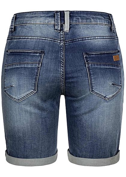 Urban Surface Damen Bermuda Jeans Shorts Knopfleiste 5-Pockets dunkel blau denim