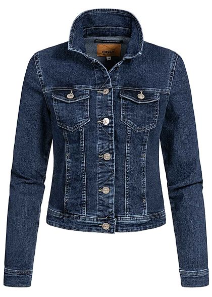 ONLY Damen Jeans Jacke 4-Pockets Knopfleiste medium dunkel blau - Art.-Nr.: 20031401