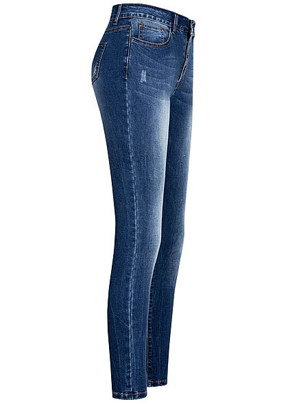 Seventyseven Lifestyle Damen Jeans Hose High-Waist Skinny 5-Pockets dunkel blau denim