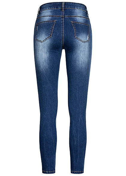 Seventyseven Lifestyle Damen Jeans Hose High-Waist Skinny 5-Pockets dunkel blau denim