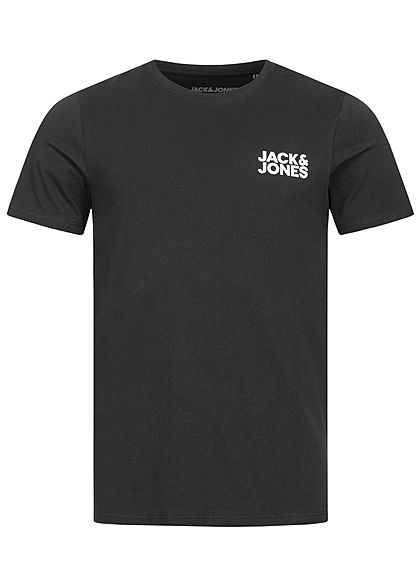 Jack and Jones Herren NOOS O-Neck T-Shirt Logo Print schwarz weiss - Art.-Nr.: 20041602