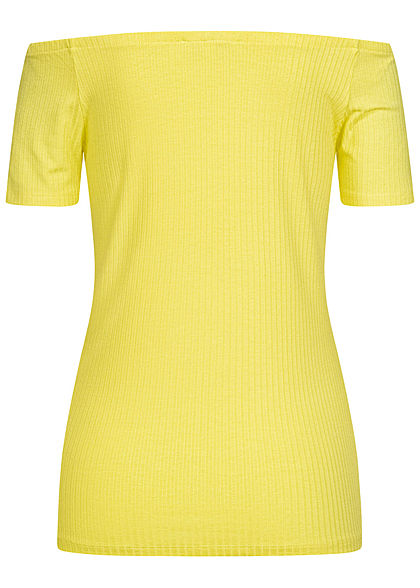 TOM TAILOR Damen Ribbed Off-Shoulder T-Shirt daffodil gelb