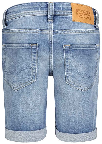 Jack and Jones Junior Bermuda Jeans Shorts 5-Pockets Destroy Look blau denim