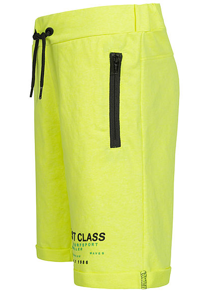 Name It Kids Jungen Melange Sweat Shorts 2-Zip-Pockets Tunnelzug safety neon gelb