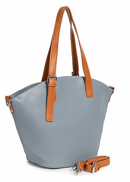 Styleboom Fashion Damen Kunstleder Handtasche 40x28cm leicht gewlbt blau