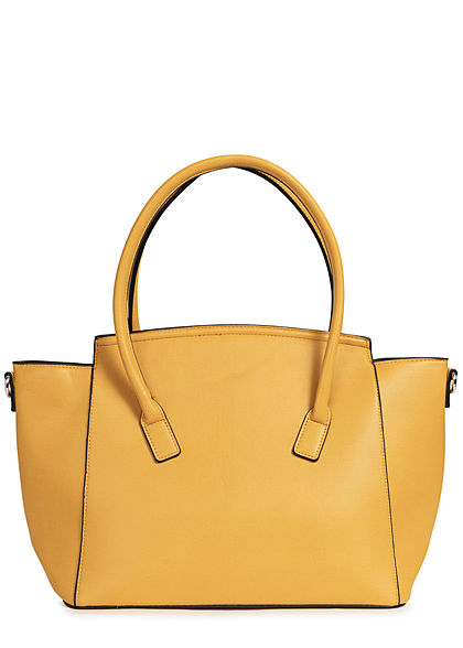 Styleboom Fashion Damen Kunstleder Handtasche 49x29cm sehr stabil mango gelb