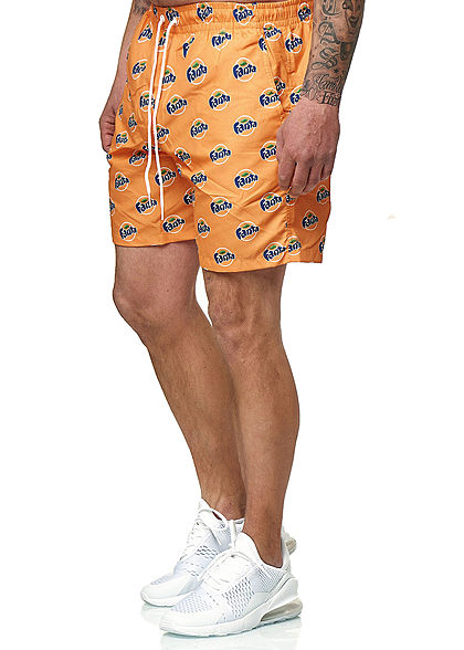 Merchcode TB Herren Swim Shorts Fanta Logo Print 2-Pockets orange blau