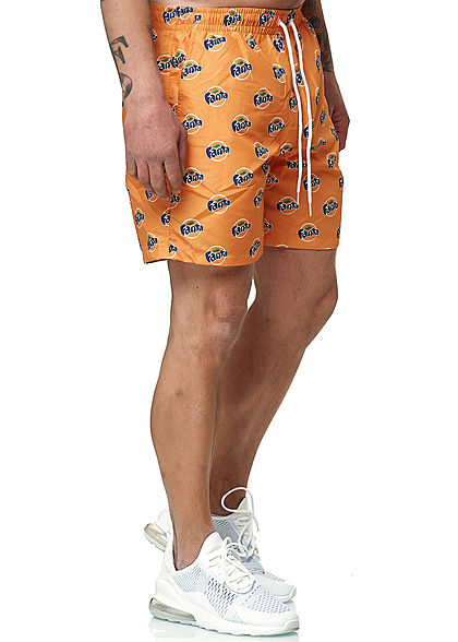 Merchcode TB Herren Swim Shorts Fanta Logo Print 2-Pockets orange blau